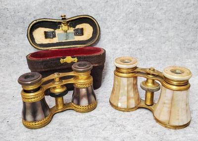 Mb030 antique lemaire parisian mother of pearl opera glasses