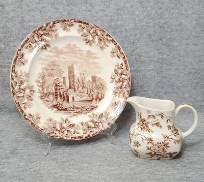 Bs022 brown english ironstone transferware meakin copeland