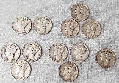 Mb059 mercury silver dimes lot 2
