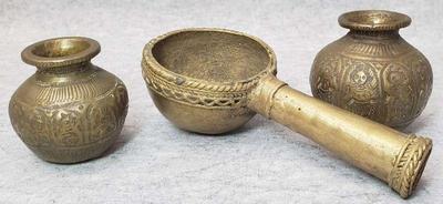 Mb035 indian brass vessels and ladle