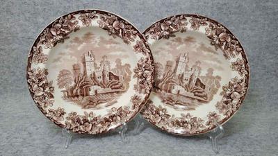 Bs034 vintage copeland brown transferware bowls