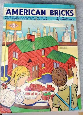 Ng345 vintage wooden halsam american bricks building set