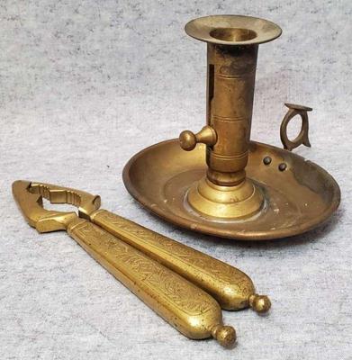 Mb034 antique chamber candlestick holder brass nutcracker