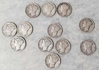 Mb062 mercury silver dimes lot 5