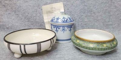 Mb106 porcelain bowls and pomade pot lenox limoges. mennecy repro