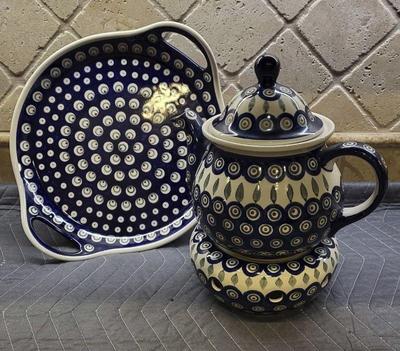 Boleslawiec peacock eye polish pottery tea kettle and more