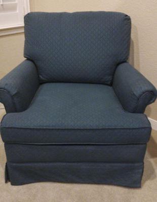 Low upholstered chair blue