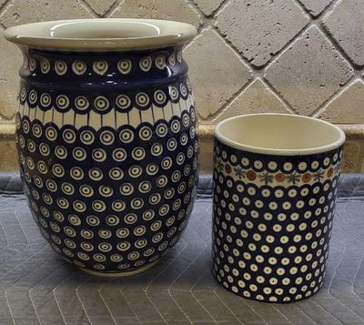 Boleslawiec mosquito pattern polish pottery vase plus