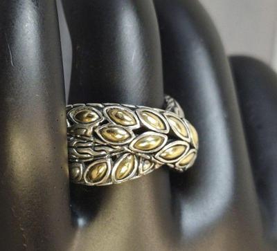John hardy sterling 18k batu kawung crossover ring
