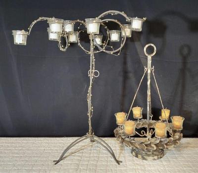 Wrought iron and metal candle holders