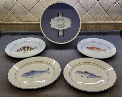 Set of 4 la mer porcelain fish plates