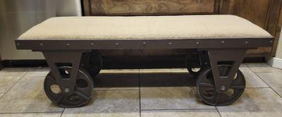 Industrial style wood and light metal bench