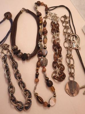 Darker varied length necklaces