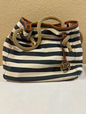 Authentic michael kors colbalt cream striped tote