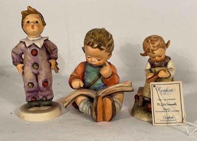 Hummel reading writing & clowning around figurines