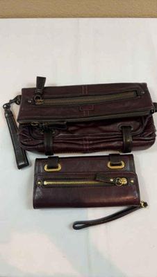 Authentic brown coach handbag with wallet