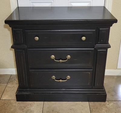 Antique black finish wood nightstand