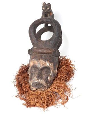Lot 469 ibo helmet mask w animal crest
