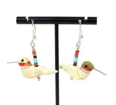 Lot 133 fine pair of zuni hummingbird earrings