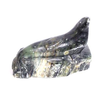 Lot 187 alaskan carved soapstone seal signed