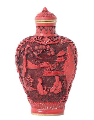 Lot 284 chinese imitating cinnabar snuff bottle