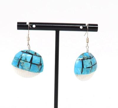 Lot 134 turquoise overlaid seashell earrings