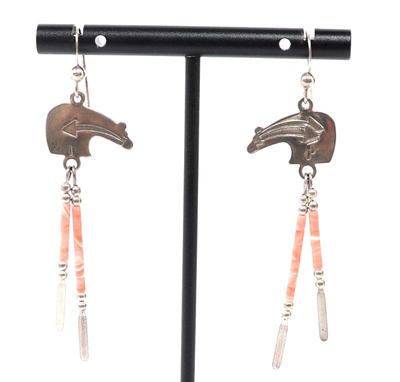 Lot 131 lovely pair of zuni bear earrings