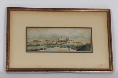 Lot 499 impressionist san luis rey mission' watercolour, signed turton