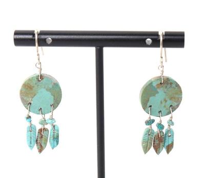 Lot 129 gorgeous pair of turquoise zuni earrings