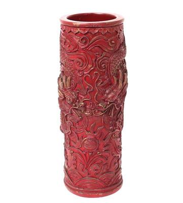 Lot 327 nice cinnabar style chinese brush pot