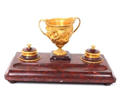 Lot 258 french gilt bronze red marble inkstand