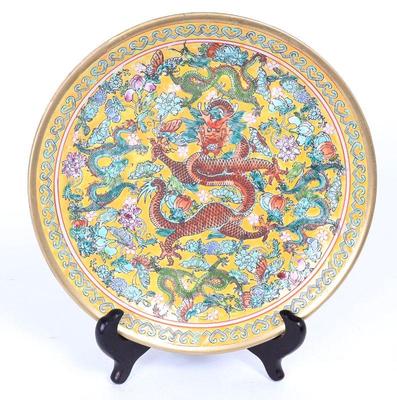 Lot 418 chinese famille rose porcelain dragon dish