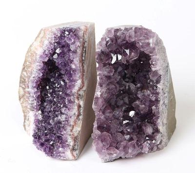 Lot 167 pair of natural amethyst geode bookends