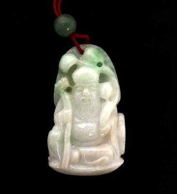 Lot 111 chinese jadeite longevity immortal pendant 24g
