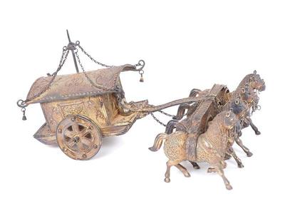Lot 352 chinese four horses and carriage enamel ready