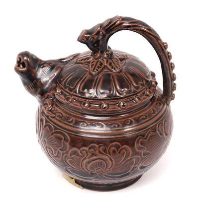 Lot 415 olive brown glazed chinese imitation teapot lion spout
