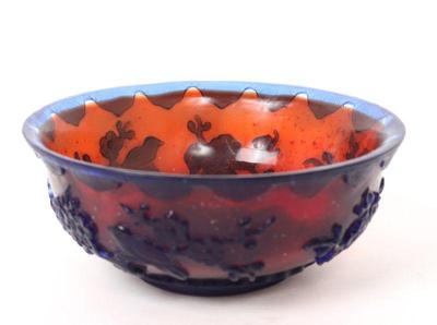 Lot 356 chinese blue orange & red peking glass bowl