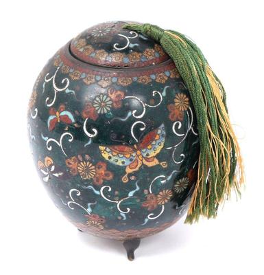 Lot 346 fine chinese butterfly cloisonne vessel