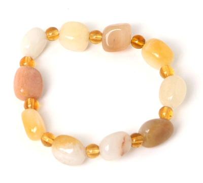 Lot 157 beautiful stone beaded bracelet with amber colored beads