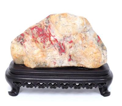 Lot 2 chinese bloodstone mountain carving