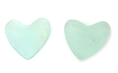 Lot 230 two heart shaped sea glass pieces