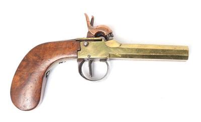 Lot 52 brass double barrel percussion pistol 19th c.