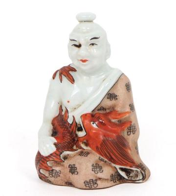 Lot 291 chinese porcelain seated monk snuff bottle wdragon