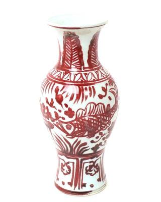 Lot 394 chinese red white fish vase