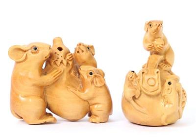 Lot 427 chinese wood carved netsuke mice