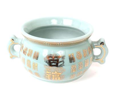 Lot 389 green celadon glazed gold painted chinese pot