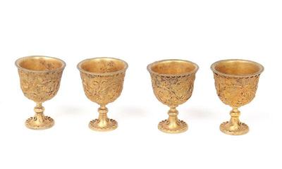 Lot 353 chinese copper miniature goblets cloisonne ready