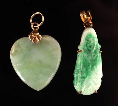 Lot 115 two chinese jadeite pendants