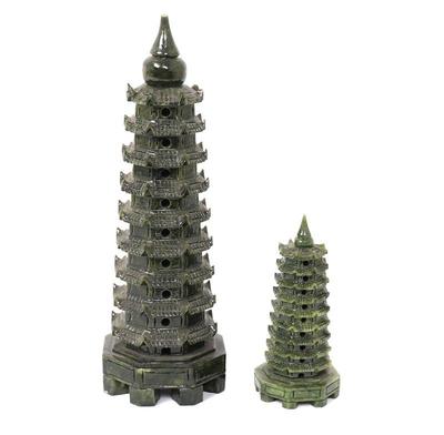 Lot 313 two chinese stone nine story pagodas