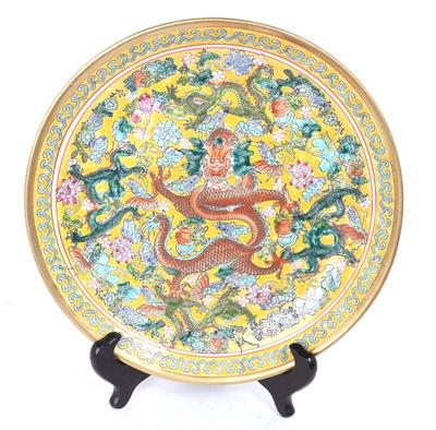 Lot 417 famille rose chinese porcelain dragon dish